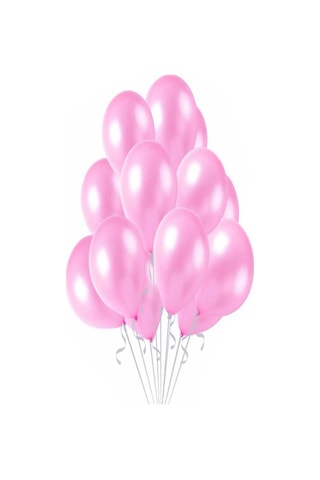 50 Adet Metalik Sedefli Parlak Pembe Balon Doğum Günü Uçan