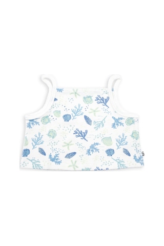 ORGANİK HAVLU KUMAŞ ASKILI CROP KIZ ÇOCUK BLUZ Ekru