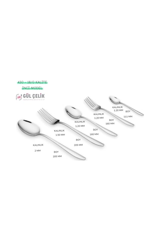 Kaveh Çatal Kaşık Seti 60 Parça 12 Kişilik İnci Model 18/0 Kalite İnox