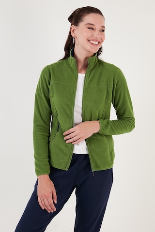 Lela Slim Fit Anti-Pilling Tüylenme Yapmayan Fermuarlı Cepli Hırka Bayan Polar 5907002 Fistik Yeşil
