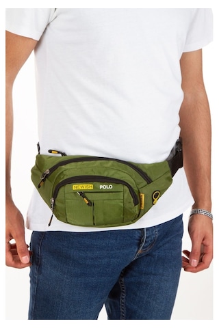 Newish Polo Unisex Haki Su Geçirmez Usb Ve Kulaklık Girişli Bel Ve Omuz Çanta Freebag Haki - Erkek Bel Çantası Yeşil - Kamuflaj
