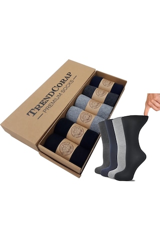 Trendcorap Premium 6'lı Lastiksiz Pamuklu Diyabetik Şeker Çorabı Renkli Trendcorap Premium 6'lı Lastiksiz Pamuklu Diyabetik Şeker Çorabı Renkli