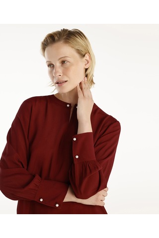 Yargıcı Yaka Detaylı Bluz Bordo