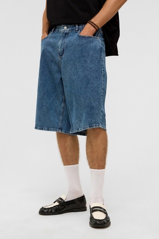 Vamos Oversize Bermuda Denim Şort 40-285 Mavı Renk-2