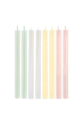 Meri Meri - Pastel Çizgili Sofra Mumları - 8 Adet Çok Renkli