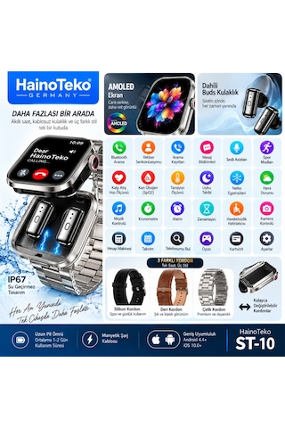 Haino Teko ST-10 Buds Kulaklıklı Akıllı Saat (İthalatçı Garantili)