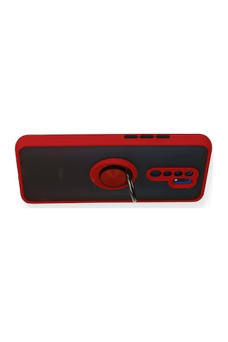 Newface - 337 - Xiaomi Redmi 9 Kılıf Montreal Yüzüklü Silikon Kapak - Csmo-tex - - Kırmızı