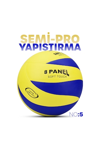 Semi-pro Voleybol Topu Lamineli Beton Zemin Softtouch İç-dış Mekana Uygun 8 Panel Sarı-mavi Gsv103 Mavi