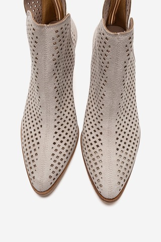 Luvishoes Orvıa Buz Süet Kalın Topuklu Kadın Yazlık Bot Ekru
