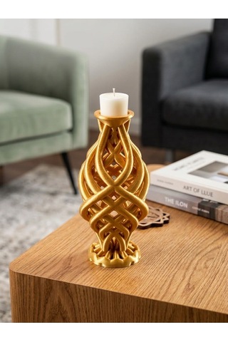 3d Gold Mumluk Şamdan Özel Tasarım Altın