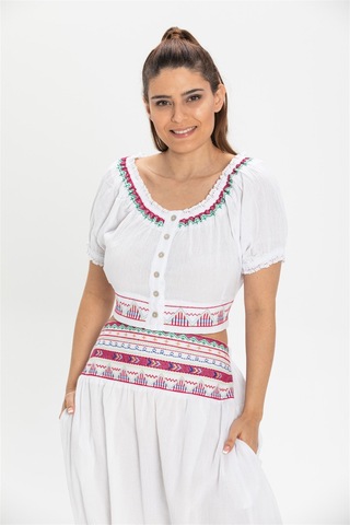 Eliş Şile Bezi Kısa Kol Şile Bezi Latin Büstiyer Beyaz Byz Beyaz