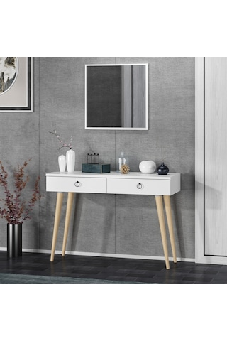 Dekorosso Arden Ahşap Ayaklı Kare Aynalı Modern Dekoratif Dresuar (497931991) Beyaz