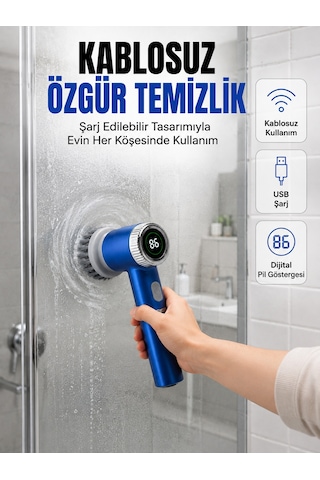 Tek Mutfak, Banyo Ve Fayanslar İçin Çok Amaçlı Elektrikli Temizlik Fırçası Najmaddin