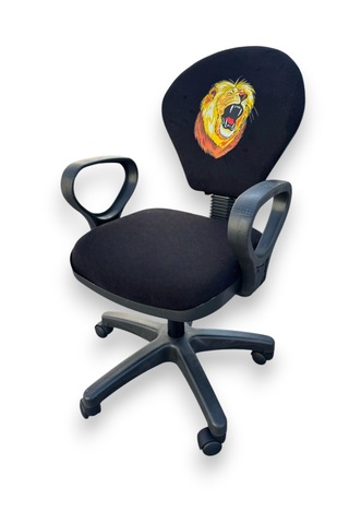 Gs Aslan Taraftar Temalı Sarı-kırmızı Çocuk Çalışma Koltuğu Ofis Koltuğu Tekerlekli Sandalye Siyah