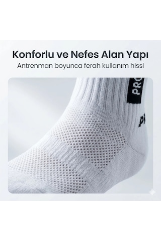 Womanandkids Wak Kaydırmaz Spor Çorabı Beyaz Nefes Alan, Bilek Destekli, Güçlü Tutuşlu Performans Çorabı