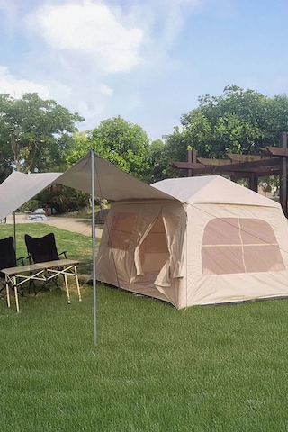 Onetick 6 Kişilik 4 Mevsim Şişme Kamp Çadırı 200x250 Pompalı Set Bej