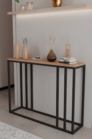 Metal Ayaklı Dresuar Dekoratif Raflı Dresuar Konsol Metal Dresuar 100 Cm Çam