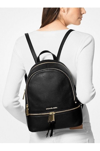 Michael Kors Michael Kors Rhea Zip Medium Leather Backpack 30s5gezb1l Siyah