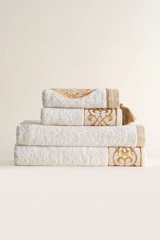 Ecocotton Arus Krem/krem %100 Organik Pamuk 4 Parça Hamam Seti Krem