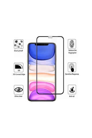 iPhone Uyumlu 11 / Xr 5d Kırılmaz Cam Full Tam Kaplayan Dayanıklı Temperli Ekran Koruyucu Telefon Camı