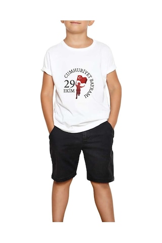 Ada Kostüm Tasarım 29.ekim Temalı Çocuk Tshirt Beyaz
