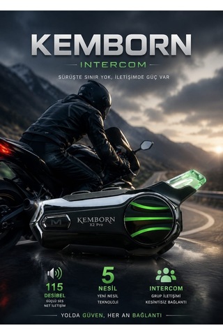 Kemborn İnterk Motosiklet Kask Kulaklık İntercom 2 Kişilik 1 Adet