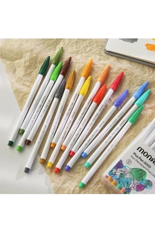 Monami 3000 Plus Pen Fine Liner Çizim Kalem Seti 48 Renk Kutulu Set Çok Renkli