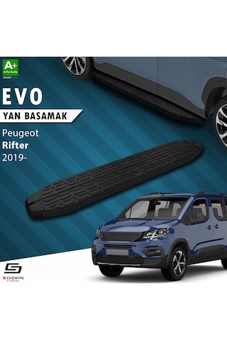 S-dizayn Peugeot Rifter Uzun Şase Evo Siyah Yan Basamak 213 Cm 2019 Üzeri