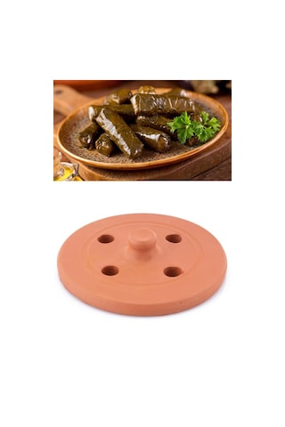Elizi Çömlekleri Toprak Dolma Taşı, Toprak Güveç Sarma Dolma Taşı Kapağı Küçük Boy 19 Cm Toprak