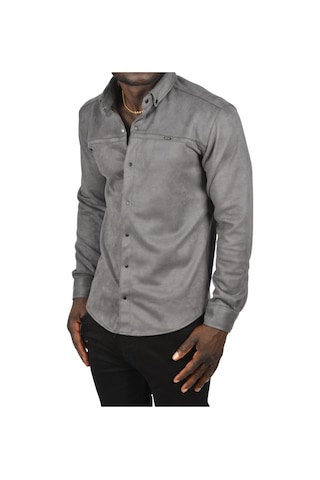 Deepsea Erkek Füme Çıtçıtlı Süet Gömlek 2500556 Füme