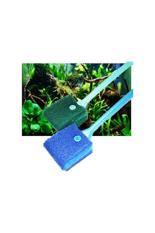 Vkemall Akvaryum Cam Temizleme Aleti - 40cm Uzun Saplı İki Yönlü Sponge Fırça, Alg Ve Kir Giderici, Yeşil