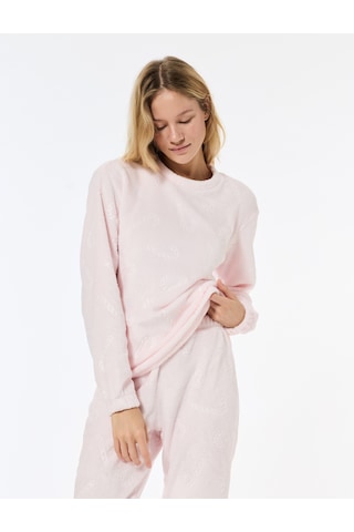 Koton Yılbaşı Temalı Uzun Kollu Bisiklet Yaka Peluş Pijama Üstü Pembe Desenli 6wlk40070mk Pembe Desenli