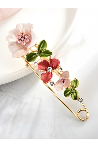 Bijoubijou Çiçekli Renkli Broş İğnesi 431759465 Altın Rengi