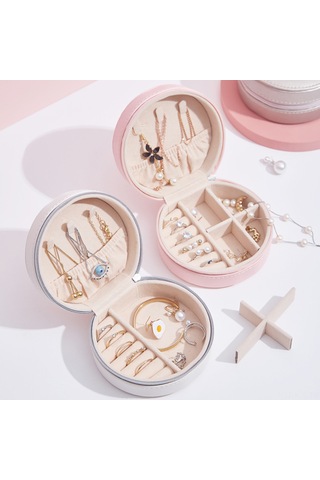 Gajeena Şık Pu Deri Takı Kutusu: Taşınabilir Ve Geniş Kapasiteli Takı Organizasyonu Pembe