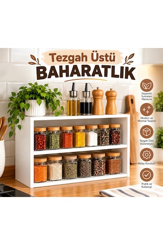 Tezgah Üstü Baharatlık Beyaz