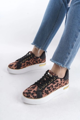 Mevese Elora Bağcıklı Konfor Taban Kadın Sneaker Kahverengi