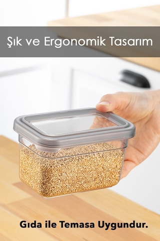 12'li Sızdırmaz Kapaklı Kaşıklı Baharatlık Seti - Etiketli Baharat Saklama Kabı - 12 X 580 Ml Gri