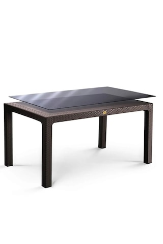 Camlı Masa Takımı 4 Adet Bambu Pro Sandalye 70x120 Cm Acı Kahve