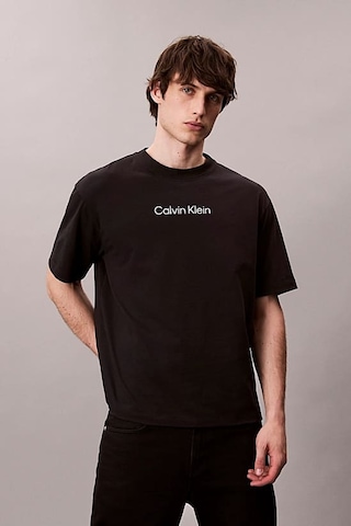 Calvin Klein Erkek Regular Fit Yazı Baskılı Pamuklu T-shirt - Siyah Black