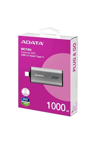 Adata 1000gb Sc750 Taşınabilir Usb 3.2 Gen2 Type-c Ssd Harici Disk Kdo