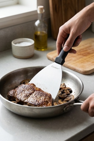 Cooker 12x24 Cm Düz Paslanmaz Çelik Spatula Yk1903 Siyah