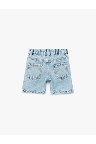 Koton Pamuklu Düğmeli Cepli Denim Şort Orta İndigo 6smb40023td