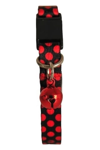 Pettagart Güvenlik Kilitli Ayarlanabilir Kırmızı Siyah Desenli Yumuşak Doku Kedi Boyun Tasması 22-30 Cm