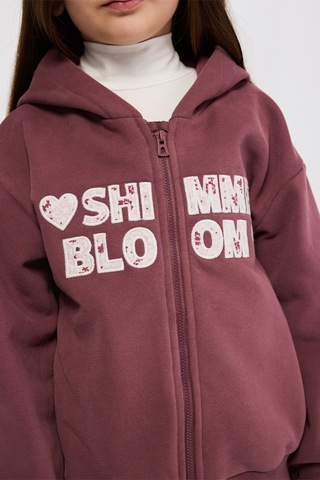 Panço Kız Çocuk Fermuarlı Bordo Sweatshirt Kırmızı