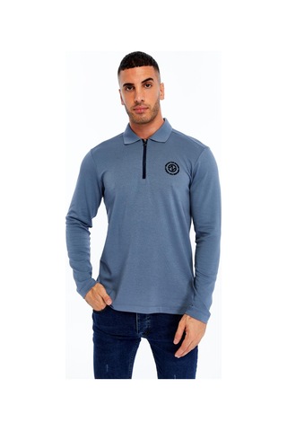Ar-ma Erkek Slim Fit Fermuarlı Polo Yaka Sweatshirt İnce Modal Pamuk Elastan Karışımlı Örme İnterlok Kumaş K30554989102 Mavi-m2 Mavi