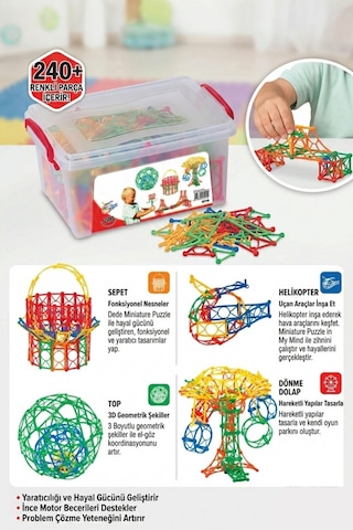 240 Parça 3 Boyutlu Eğitici Yapı Blokları Zeka Geliştirici Puzzle Seti