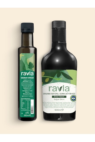 2'li Ürün - Ravla Enginar Sirkesi - 250ml / Ravla Organik Erken Hasat Zeytinyağı - 500ml