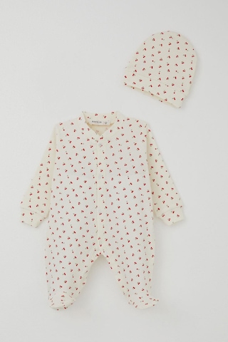 Breeze Kız Bebek Patikli Tulum Kiraz Bahçesi 0-6 Ay, Krem Krem