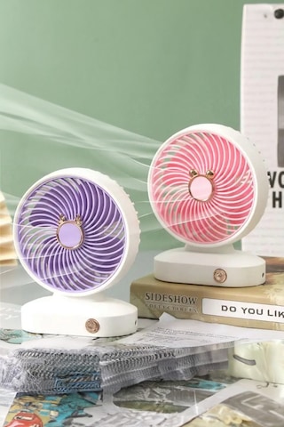 Thentech Şık Görünümlü Taşınabilir Şarjlı Fan Güçlü Mini Vantilatör Şarjlı Taşınabilir Portatif Vantilatör Beyaz