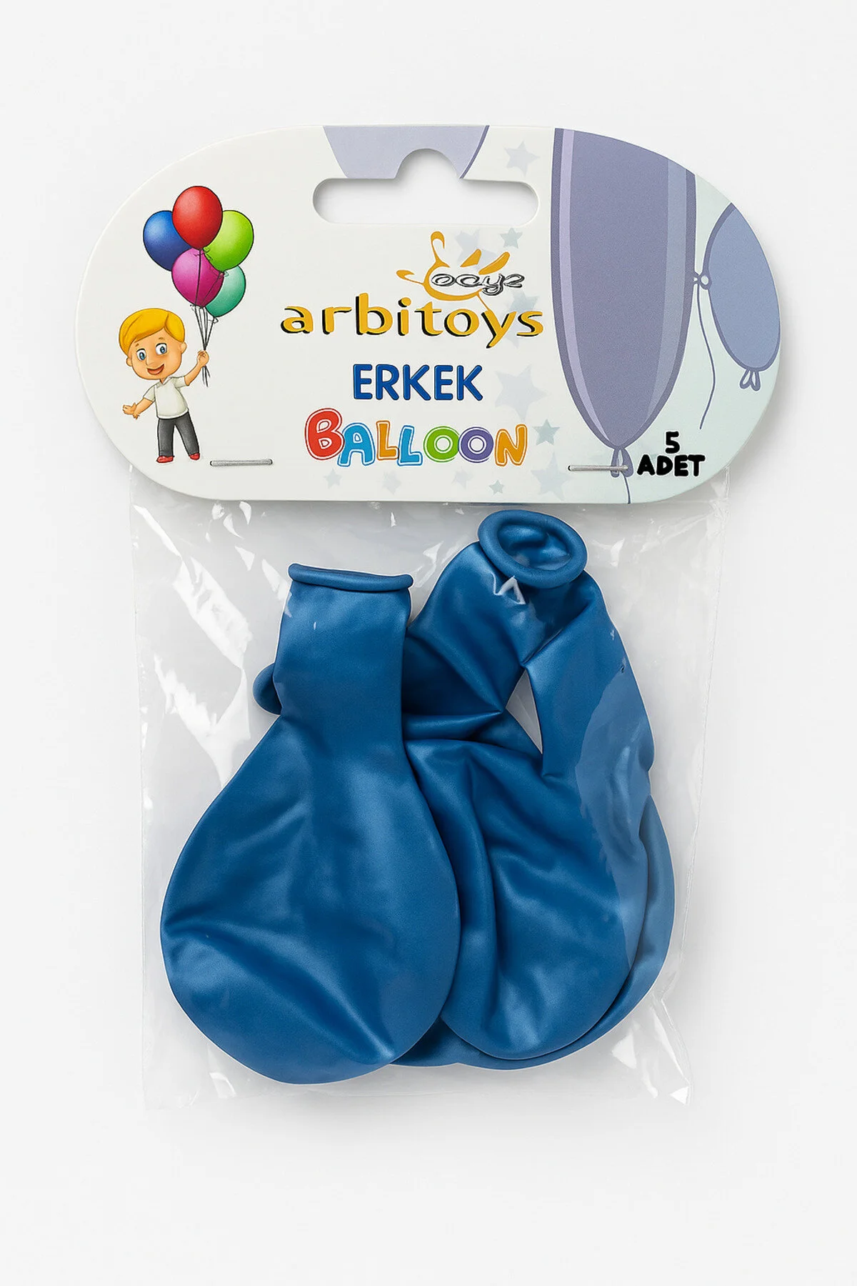 Jumpytoys Parti İçin Mavi Metalik Balon 5 Adet Metalik Mavi